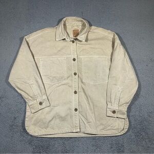Vintage Y2k GAP beige denim shirt Chore Jean jacket Men’s Large Work Wear Flaw